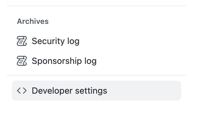 GitHub developer settings