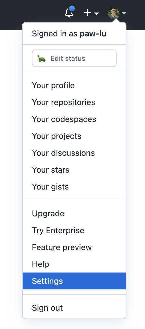 GitHub profile settings