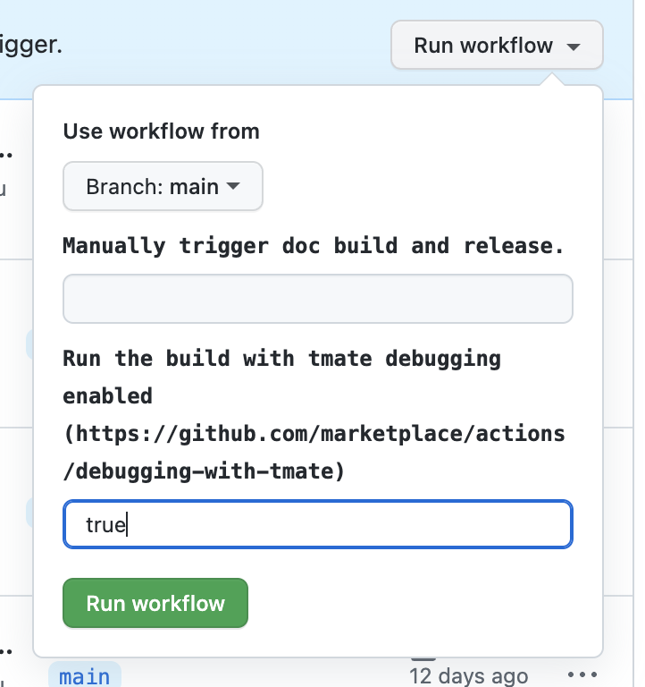 GitHub workflow dispatch variables